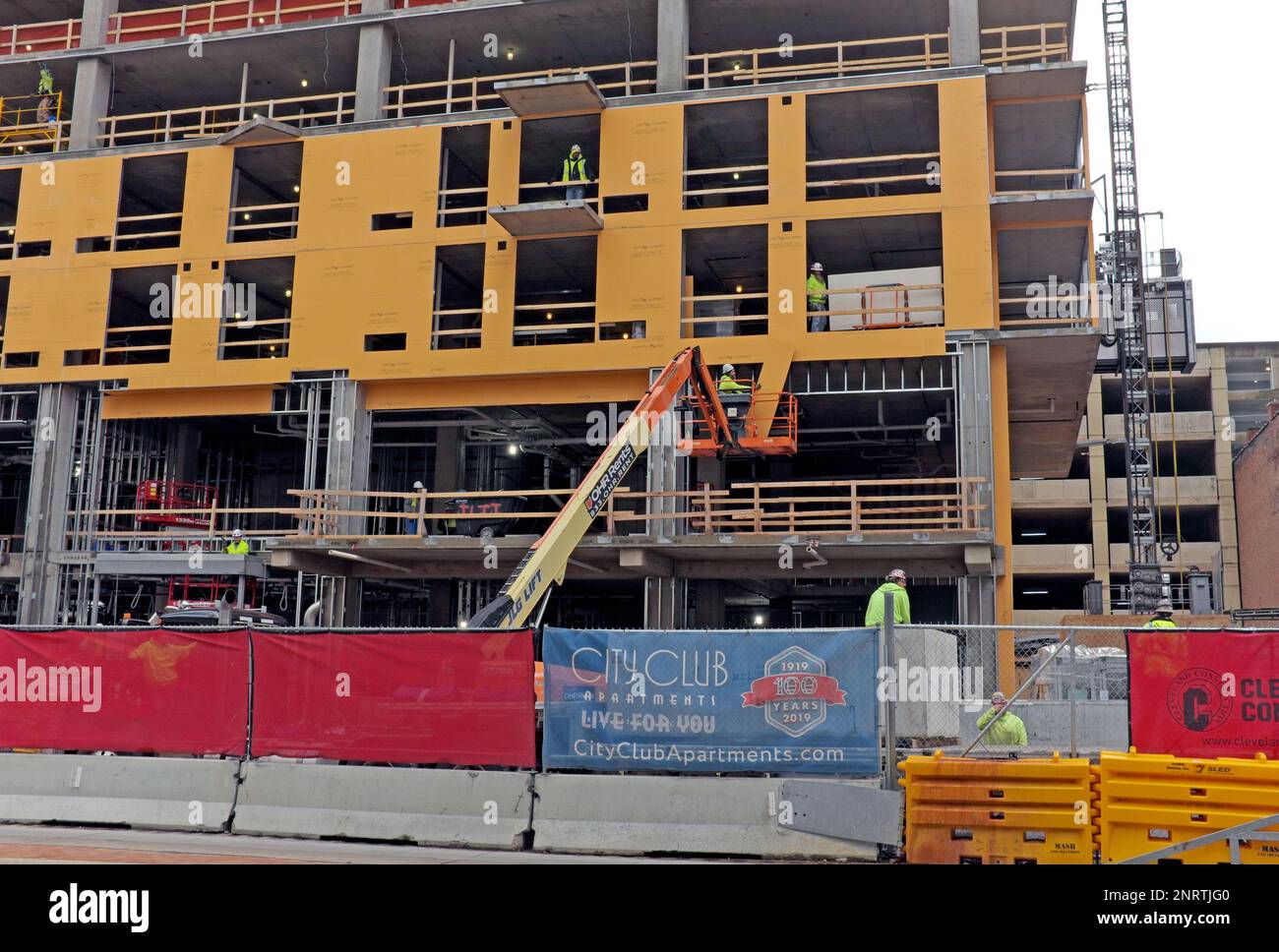 Downtown cleveland residential building construction 2023 hires stock