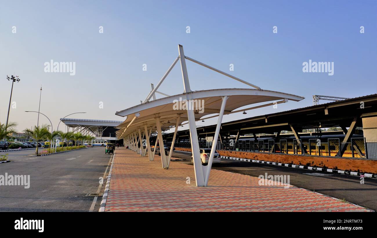 Bangalore,Karnataka,India-October 26 2022: Premises of Sir M Visvesvaraya Terminal or SMVB premises at golden hour at evening. Indian Railway station Stock Photo