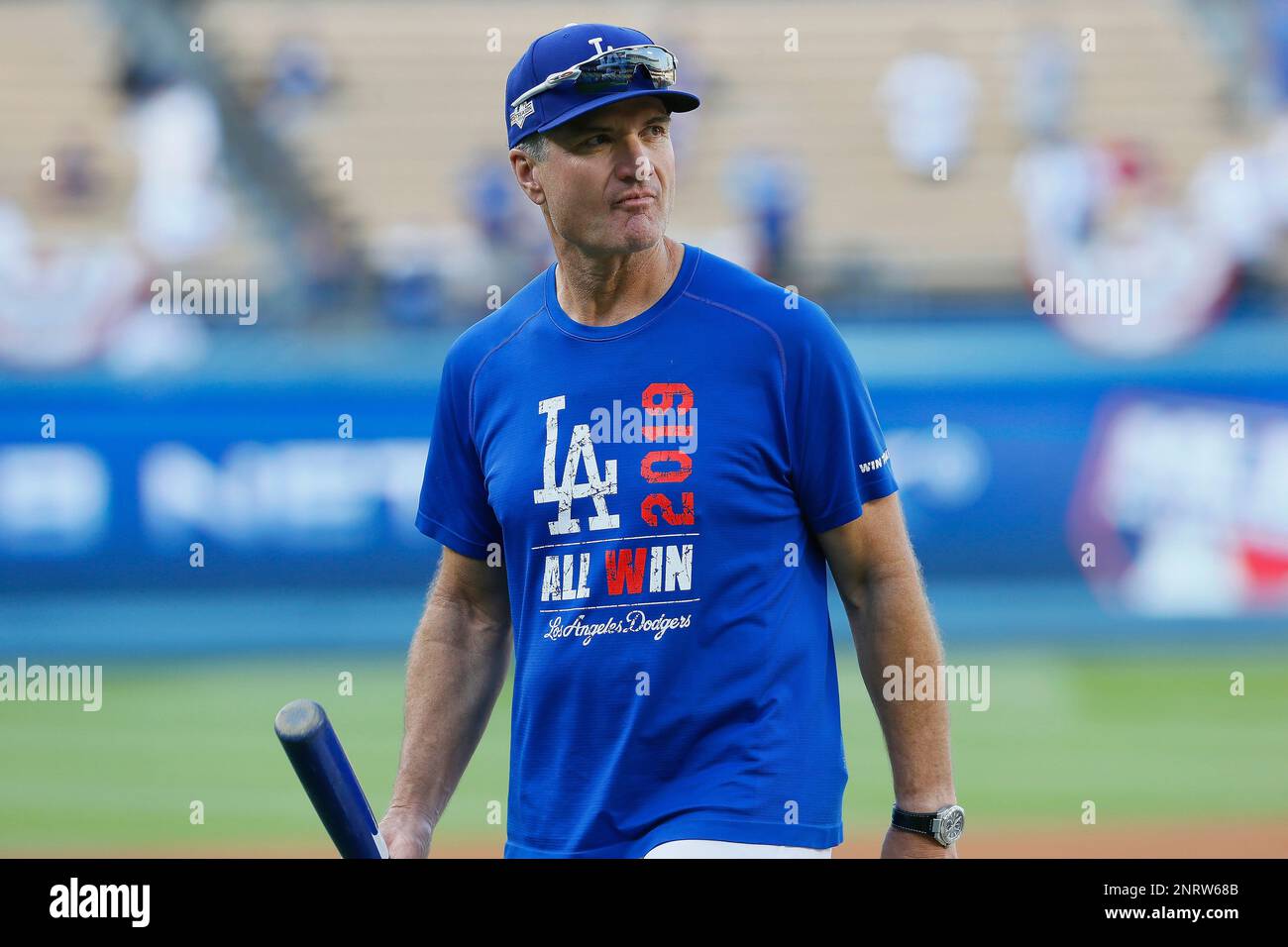 Los Angeles Dodgers coach Bob Geren (8) during a MLB playoff game 
