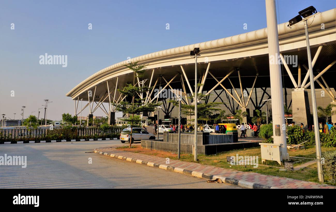 Bangalore,Karnataka,India-October 26 2022: Beautiful modern architecture of Sir M Visvesvaraya Terminal or SMVB. Indian Railway station located in Bai Stock Photo