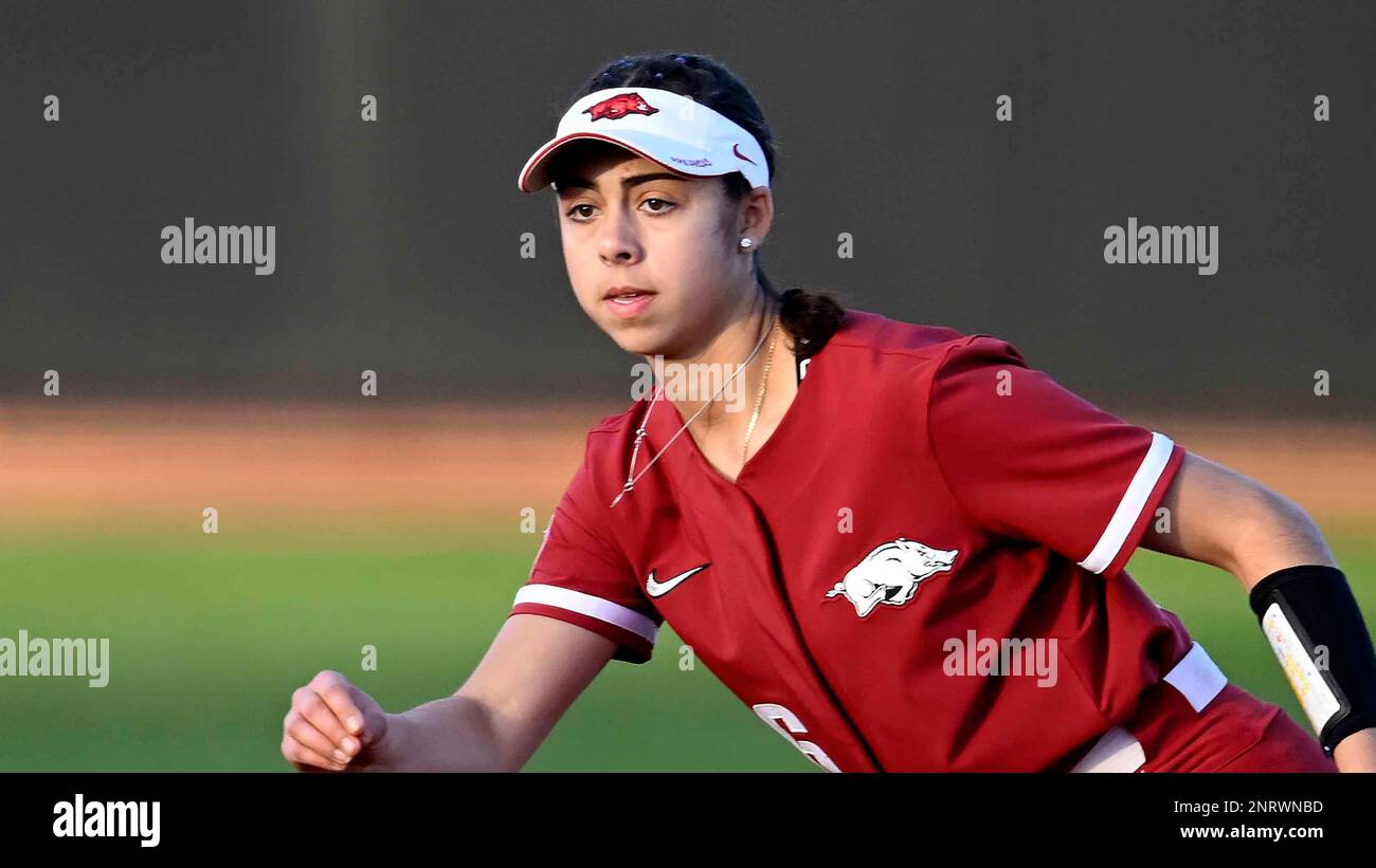 Arkansas Atalyia Rijo during an NCAA softball game on Friday, Feb ...