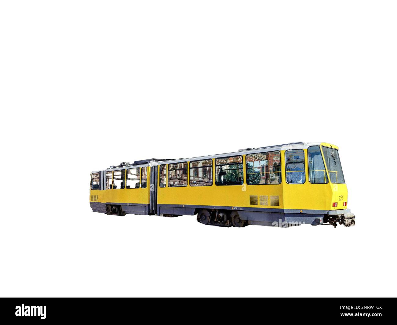 Tram in Oradea city isolated on white background Stock Photo