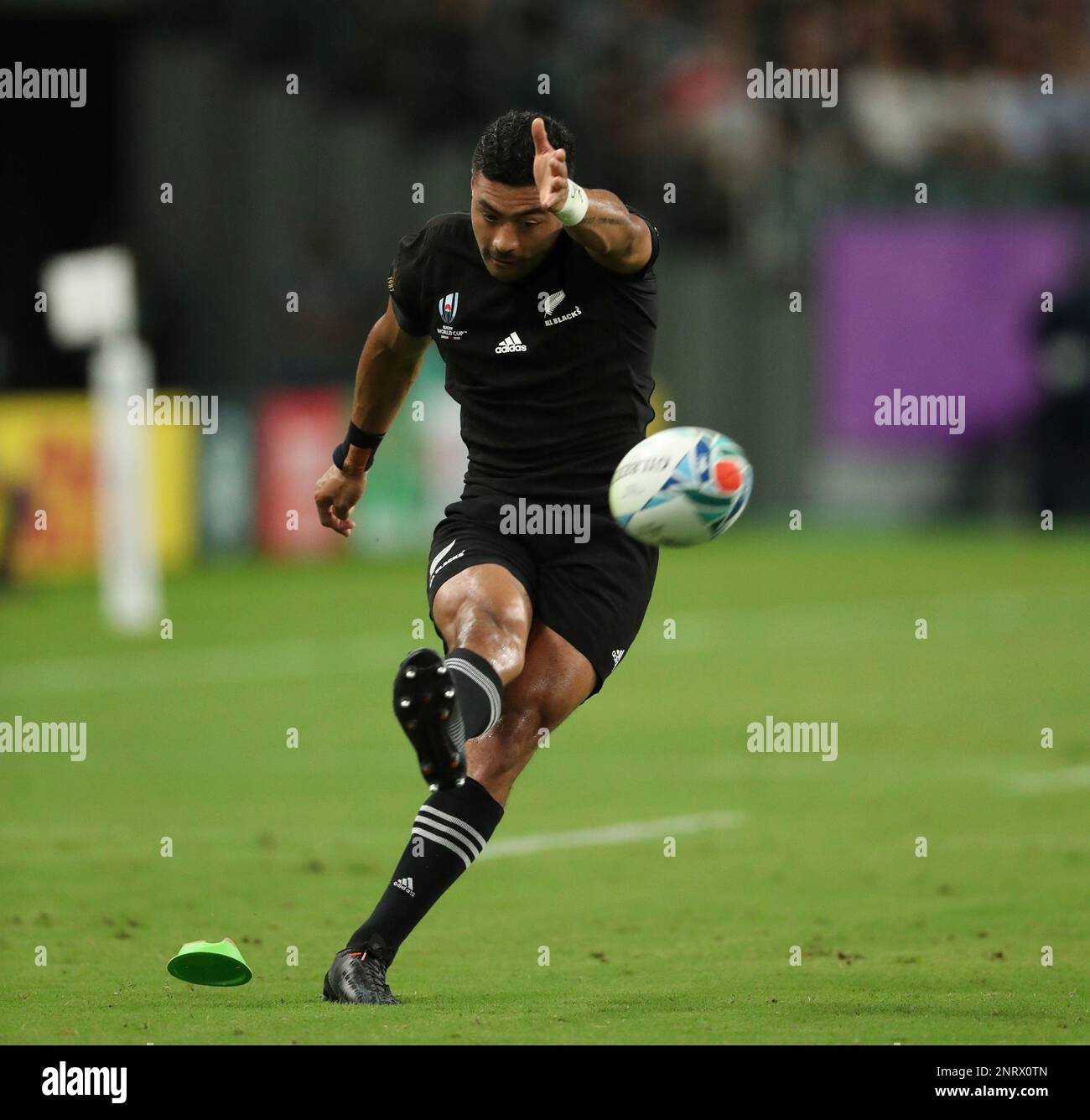 Morunga Rugby New Zealand's Richie Mo'unga scores his first conversion goal during ...