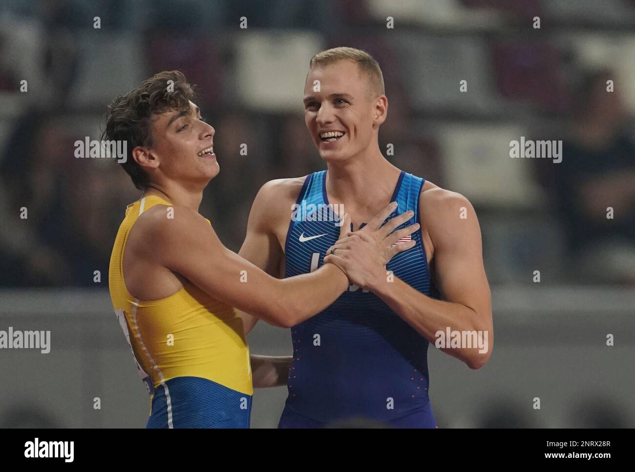 U.S. Sam KENDRICKS reacts after performing in Pole Vault Men of IAAF