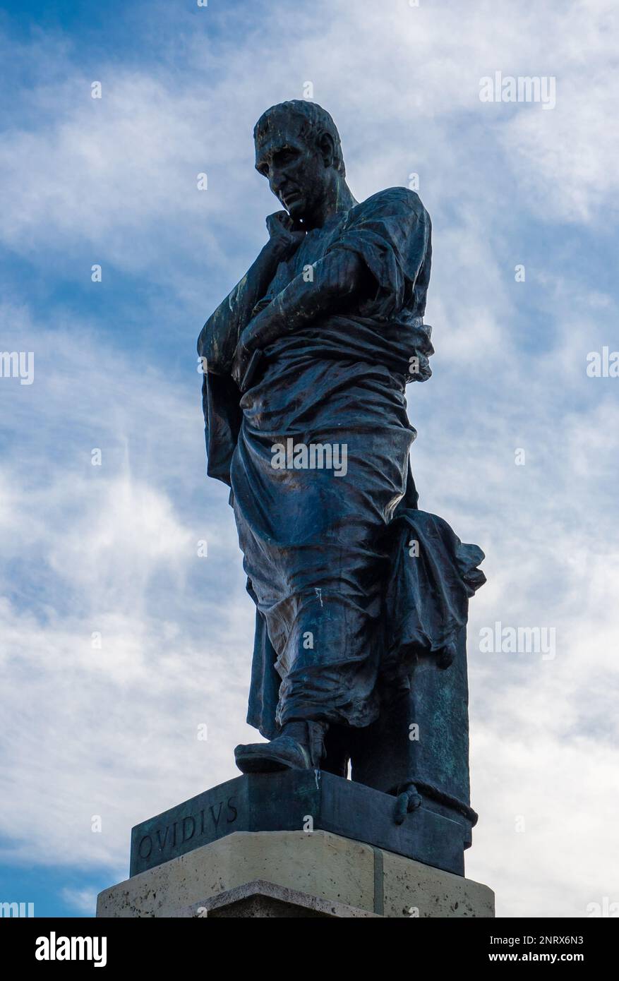A close-up of the Roman poet Ovidius statue in Constanta city - Romania Stock Photo
