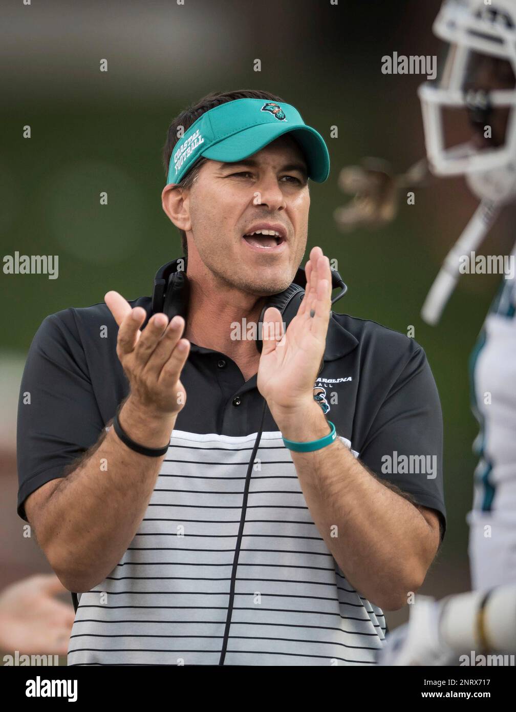Coastal Carolina head coach Jamey Chadwell celebrates after a touchdown