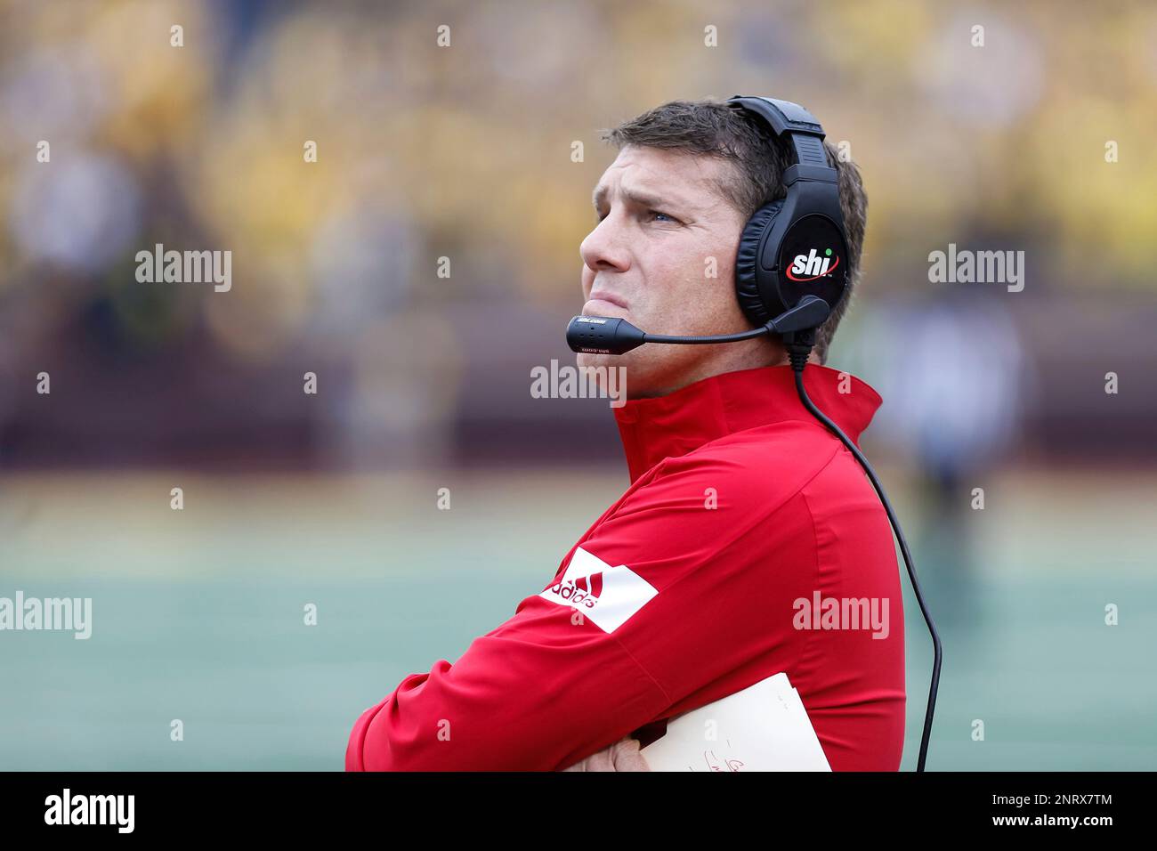 ANN ARBOR, MI SEPTEMBER 28 Rutgers head coach Chris Ash looks at the