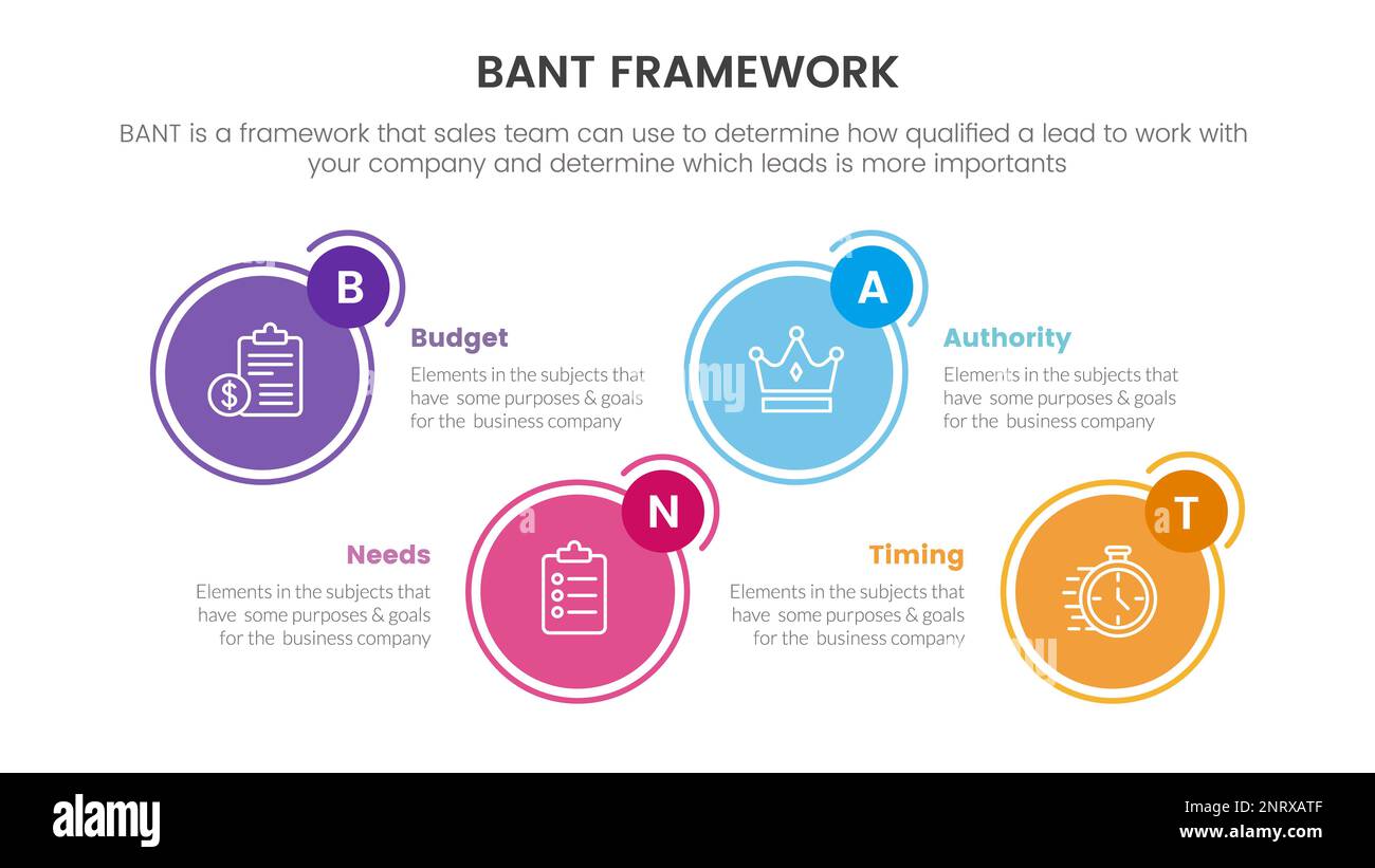 bant sales framework methodology infographic with big circle shape ...