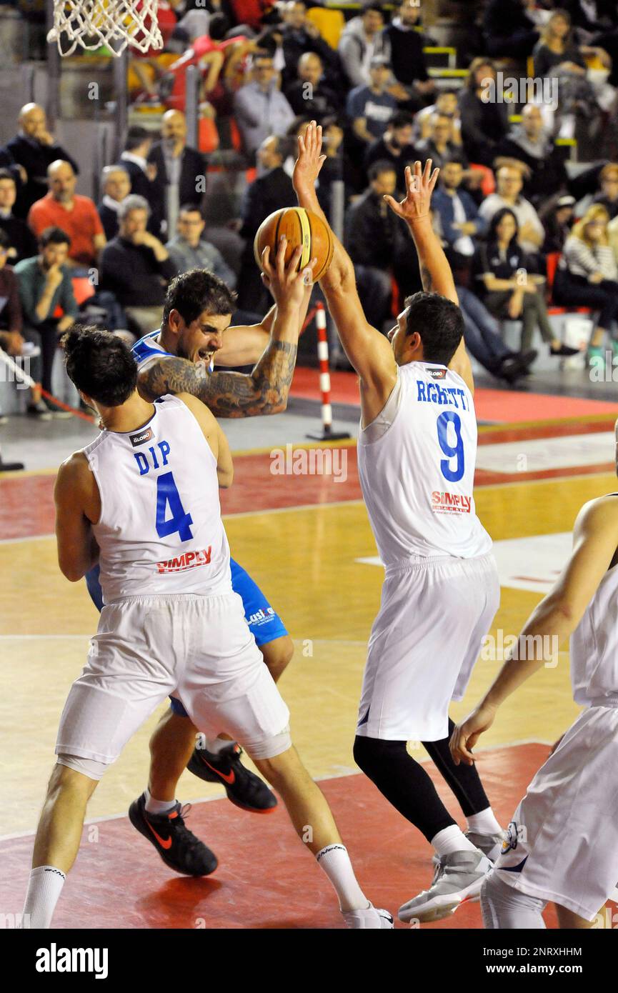 Basketball game - Italy Eurobasket Roma against Basket Scauri, Serie B, Playoff - May 14, 2016 - Italian Basketball championship Stock Photo