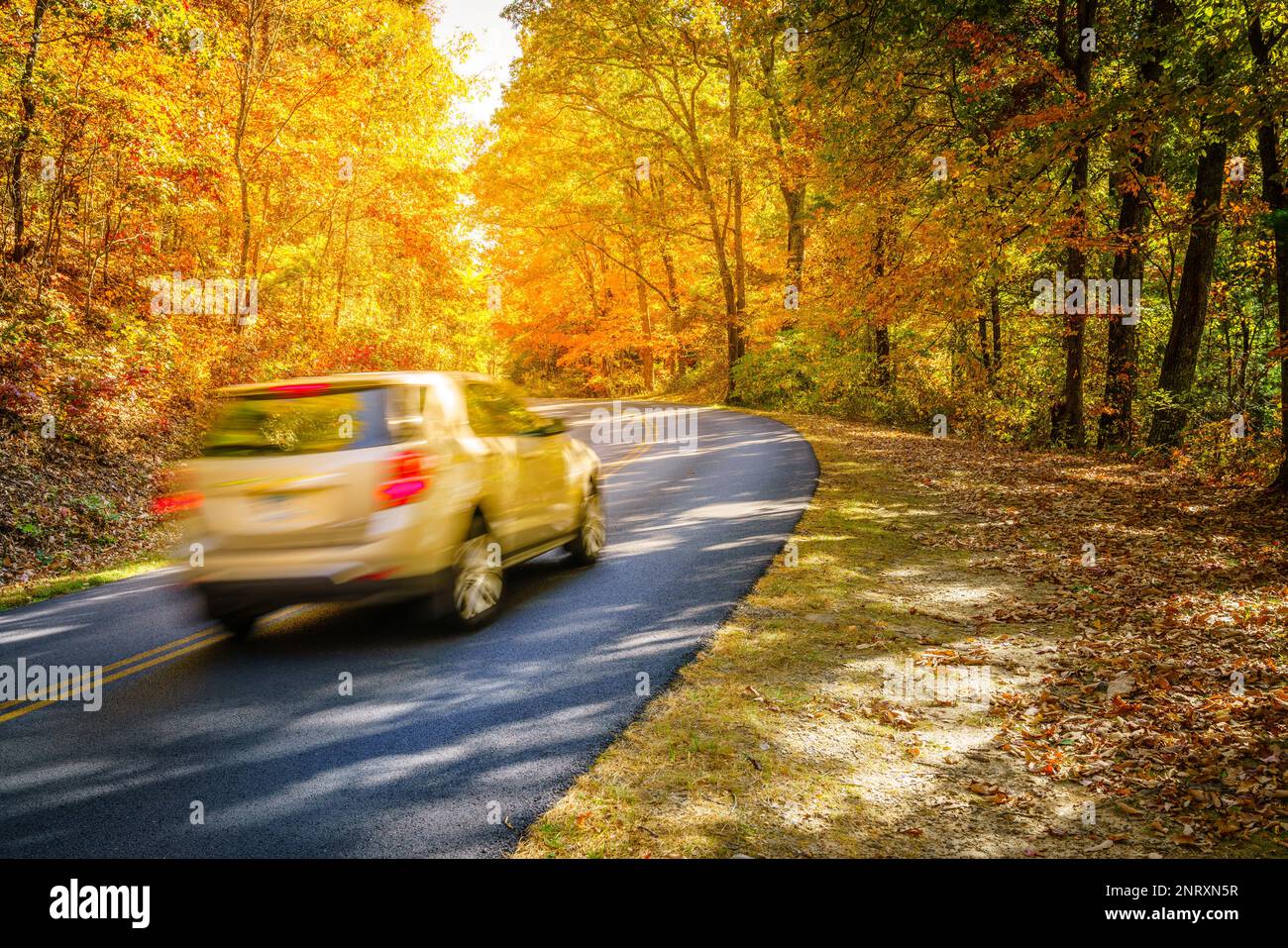 Scenic drive on Blue Ridge Parkway in North Carolina in fall Stock Photo