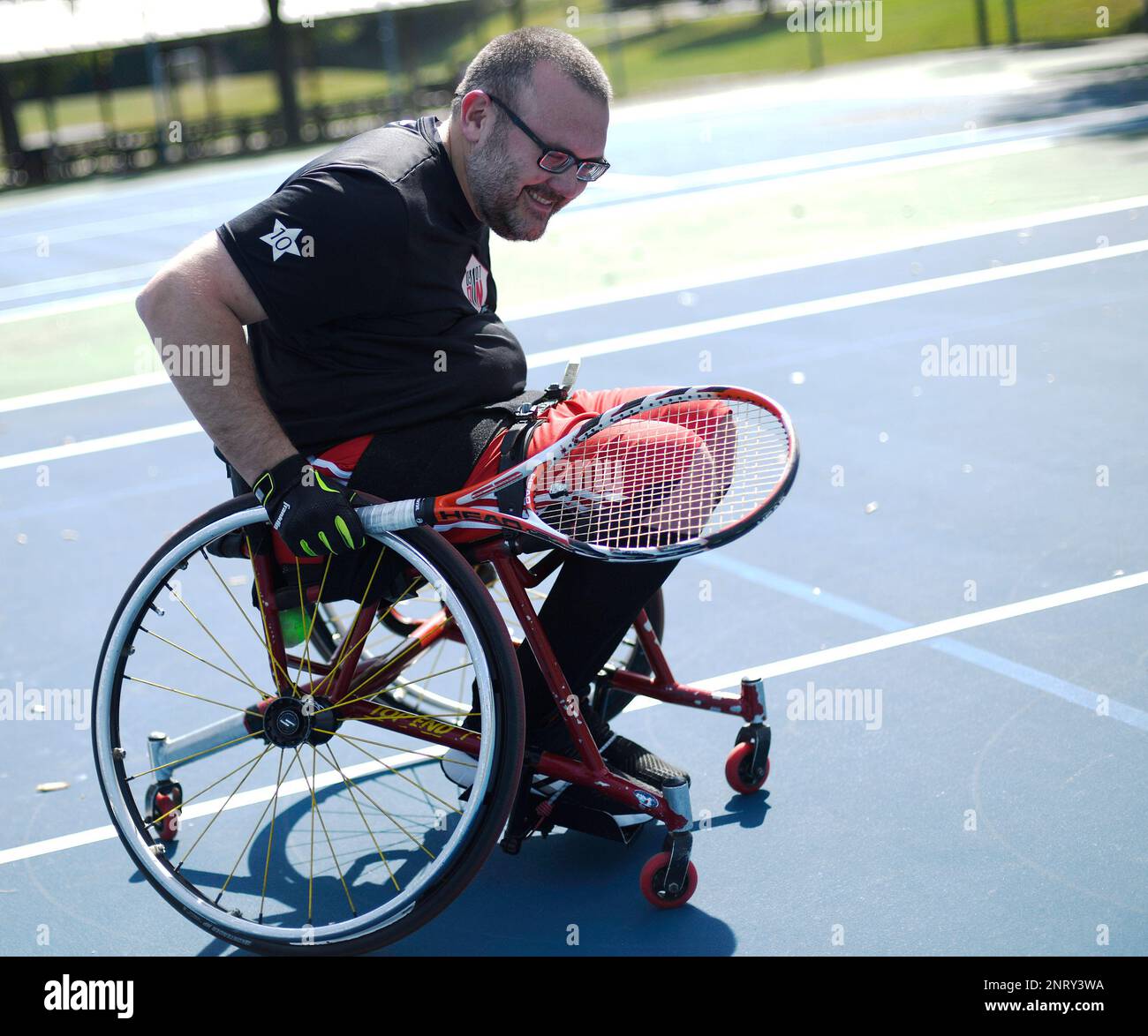 In this Monday, Sept. 23, 2019 photo, wheelchair tennis player Brad