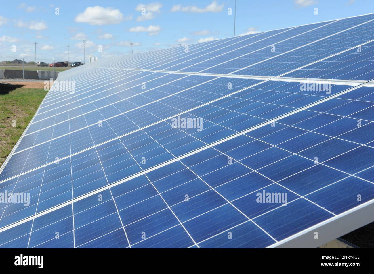 Solar panels are shown at the OEC solar farm off Interstate 35 in