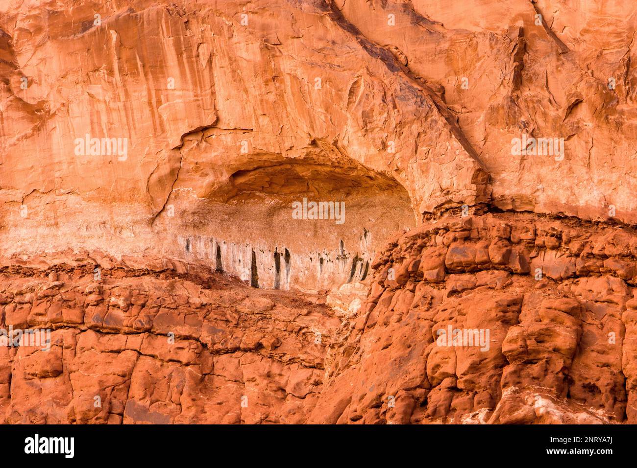 An alcove forming by erosion in the Entrada sandstone at the Navajo