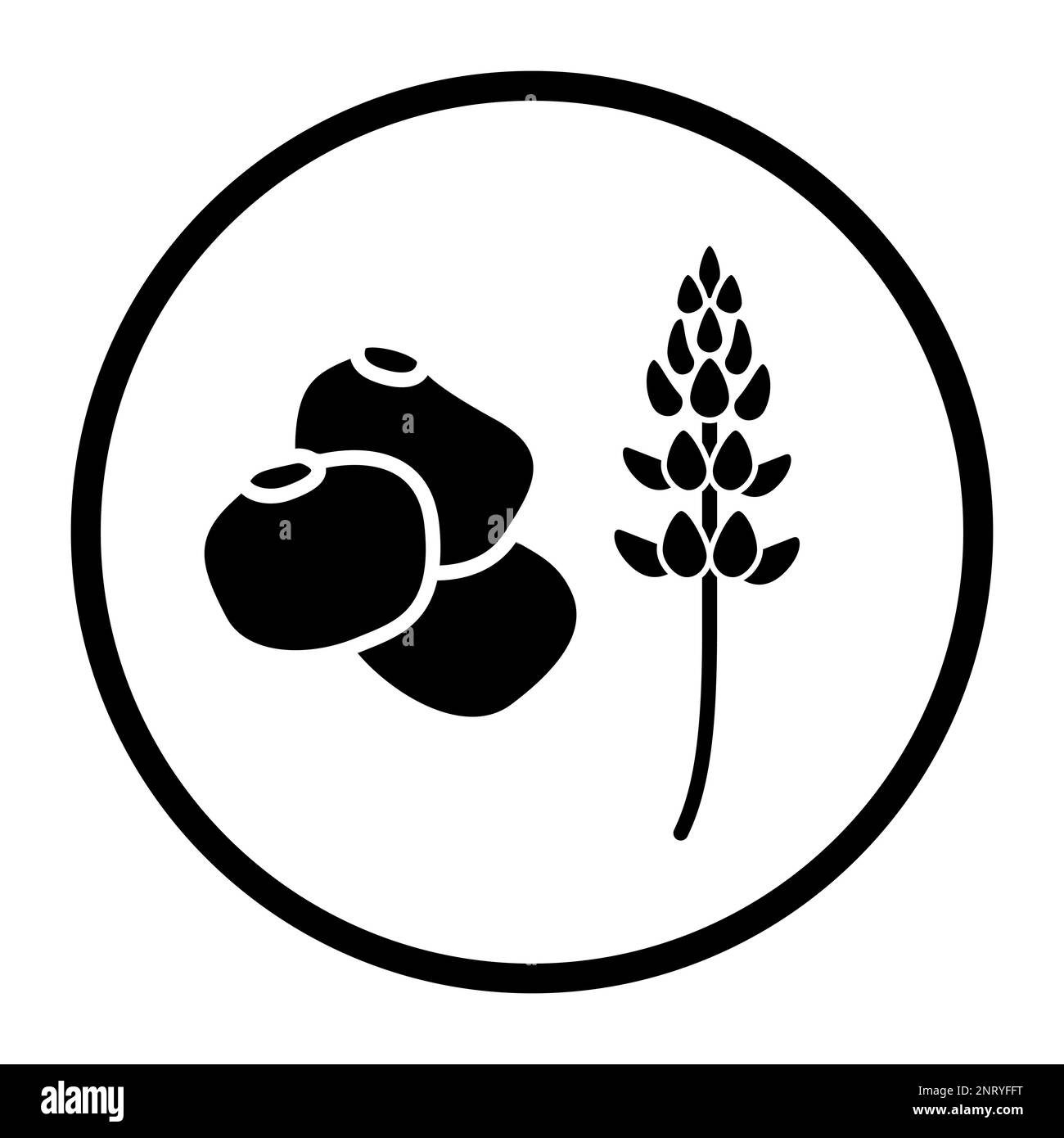 One color vector food, allergen and ingredient icon: lupin Stock Vector