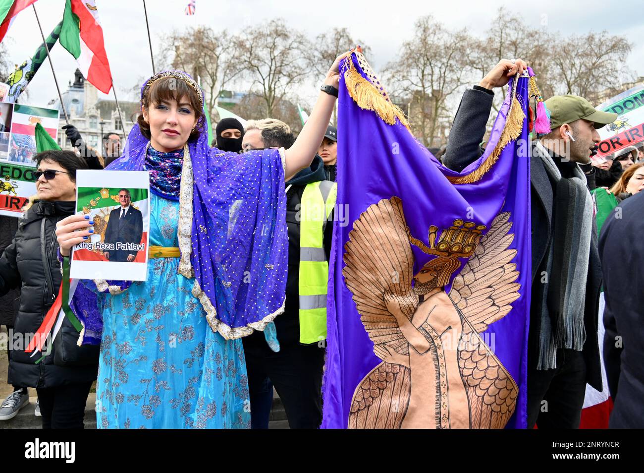 London, UK. Protesters loyal to Reza Pahlavi Iran's former crown prince(02)