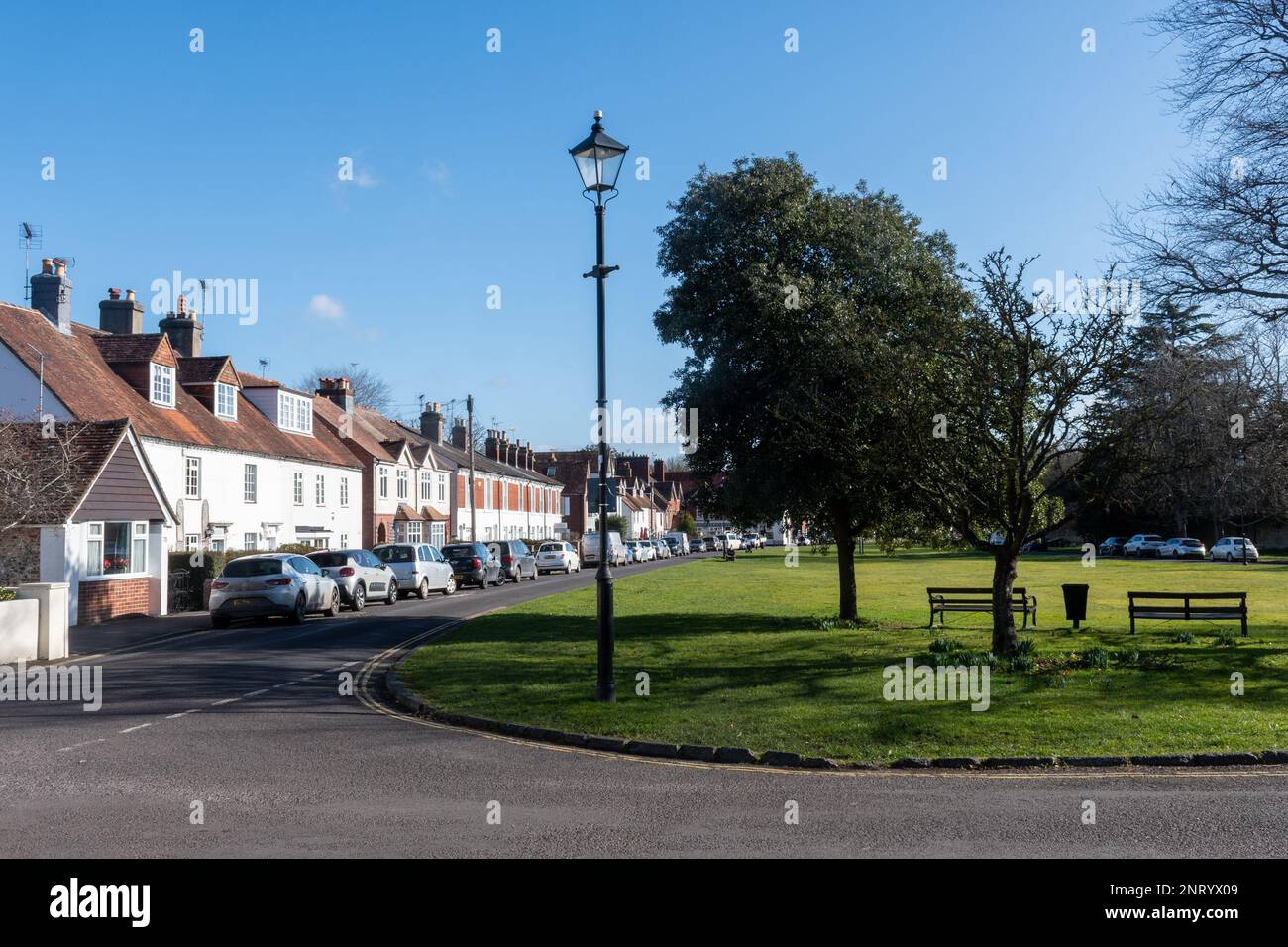Rowlands Castle village, Hampshire, England, UK, view across The Green