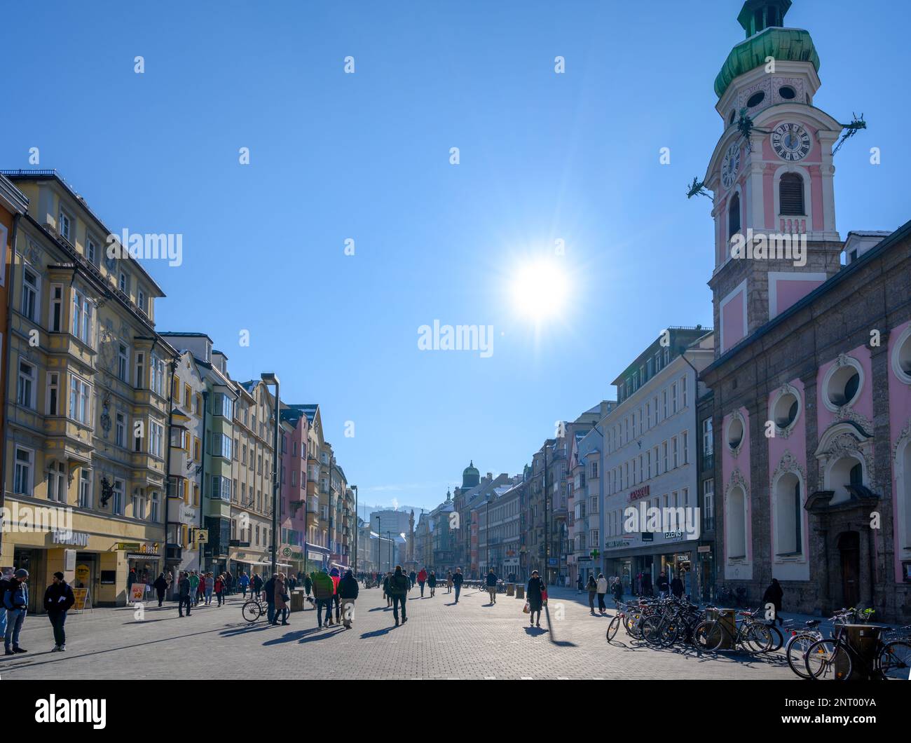 Maria-Theresien Strasse in the centre of Innsbruck, Austria Stock Photo