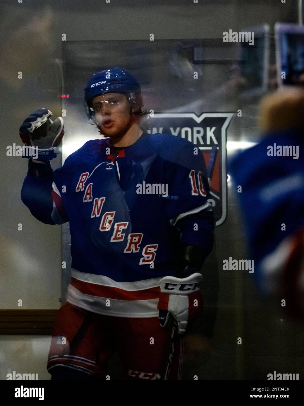 September 19, 2019: New York Rangers left wing Artemi Panarin (10) comes  out of the locker room and in to the tunnel as fans watch during the  pre-season game betweenThe New York
