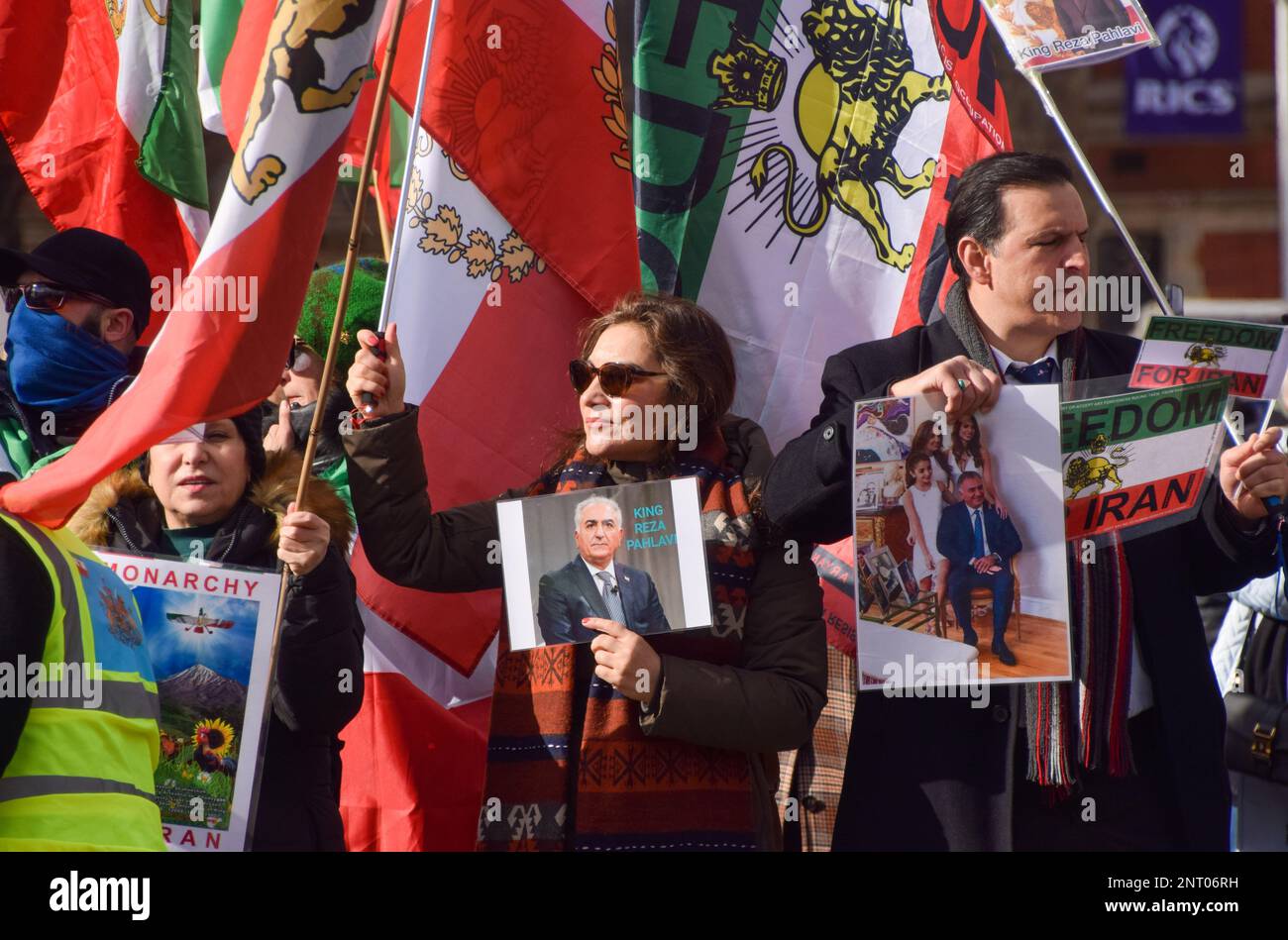 London, England, UK. 27th Feb, 2023. Protesters stage a rally in ...