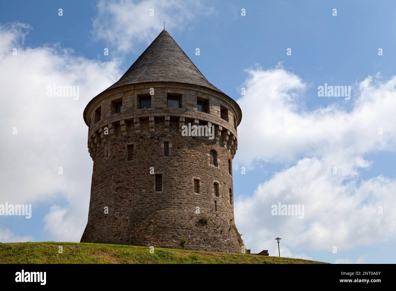 The Tour Tanguy, Bastille de Quilbignon or Tour de la Motte Tanguy is a medieval tower on a rocky motte beside the Penfeld river in Brest, France. Pro Stock Photo