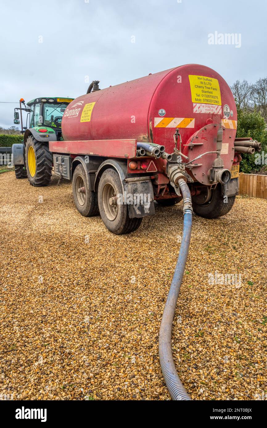 Emptying the septic tank at a house in the country. Stock Photo