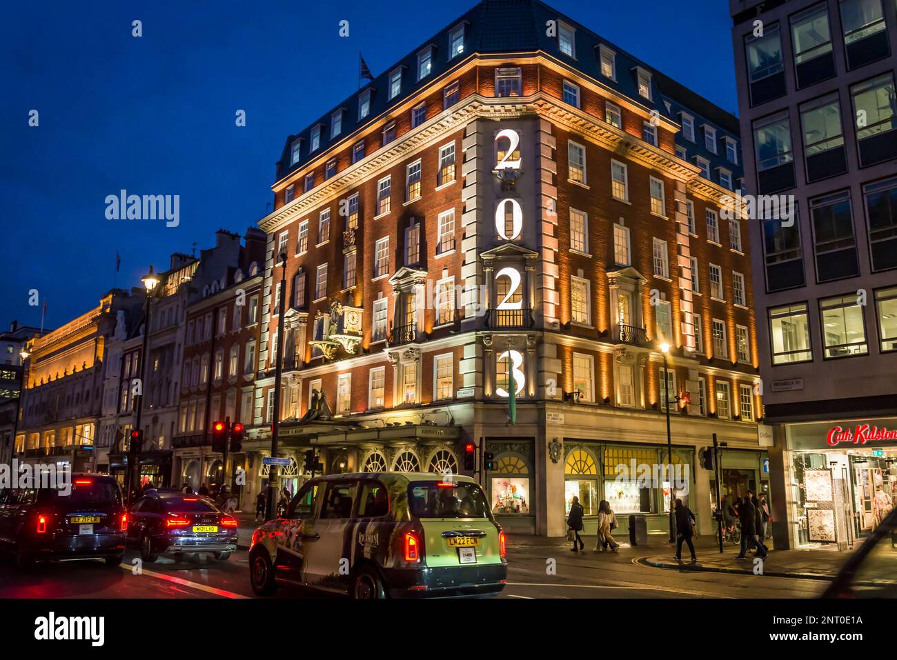 Fortnum & Mason, an upmarket department store with 2023 sign
