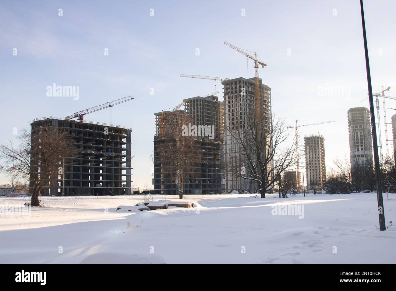 Belarus, Minsk - 12 december, 2022: Construction site of tall houses