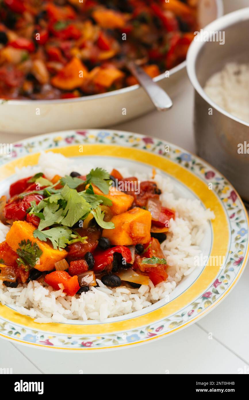 Feijoada Brazilian Black Bean Stew with sweet potatoes, tomatoes and