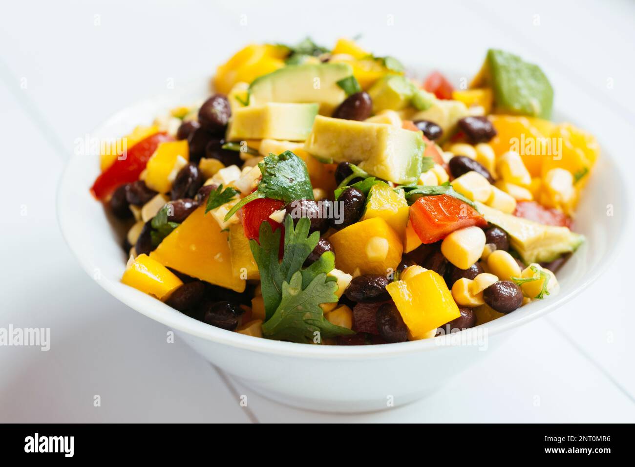 Southwestern Salad with black beans, corn, tomatoes, yellow bell pepper