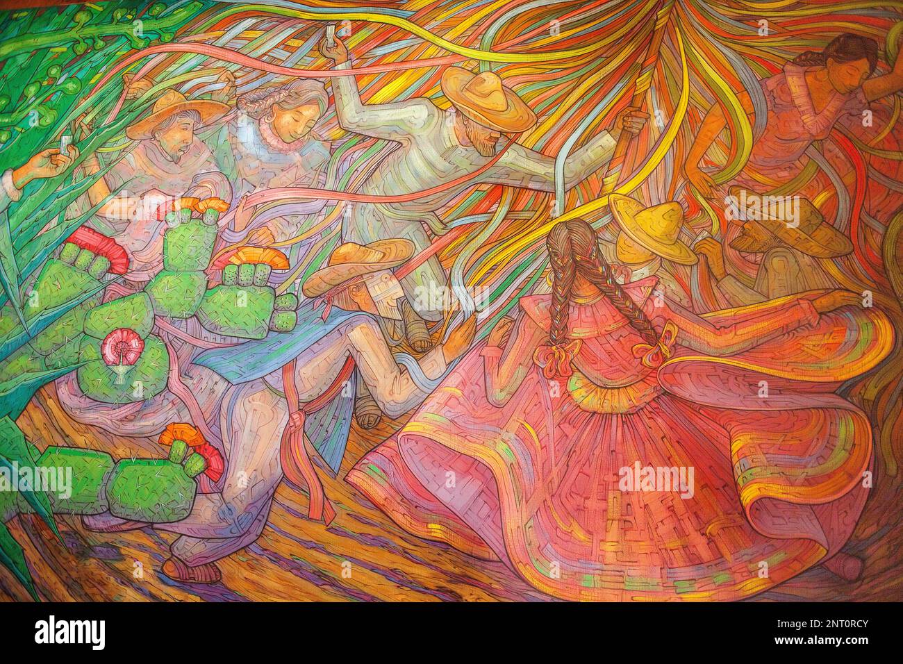 Mural by Maestro Carlos Terres, Jose cuervo tequila distillery in tequila village, Mexico Stock