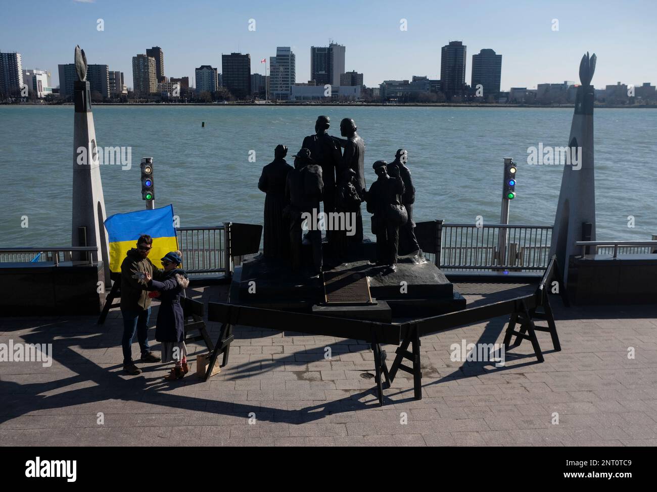 Detroit Invasion Detroit, United States. 26th Feb, 2023. A couple poses for a selfie ...