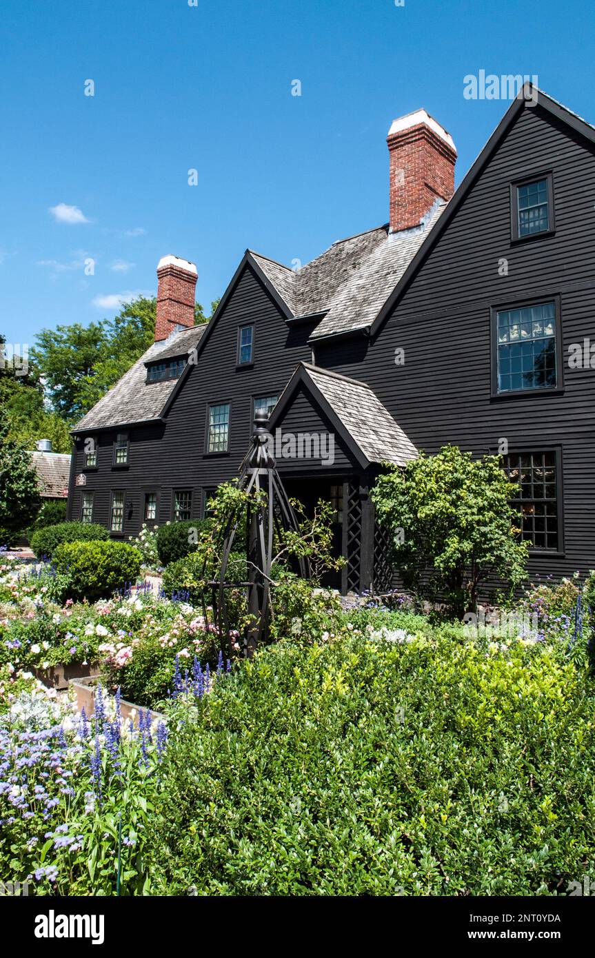 The House of The Seven Gables, Salem, Massachusetts. Full view from the Southwestern side of the