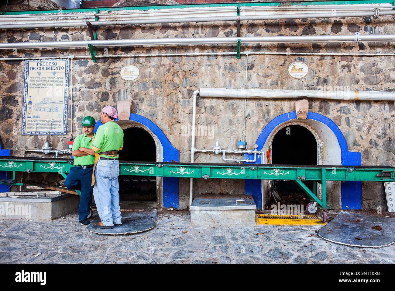 Factory of the famous Tequila Corralejo,workers and Ovens for baking
