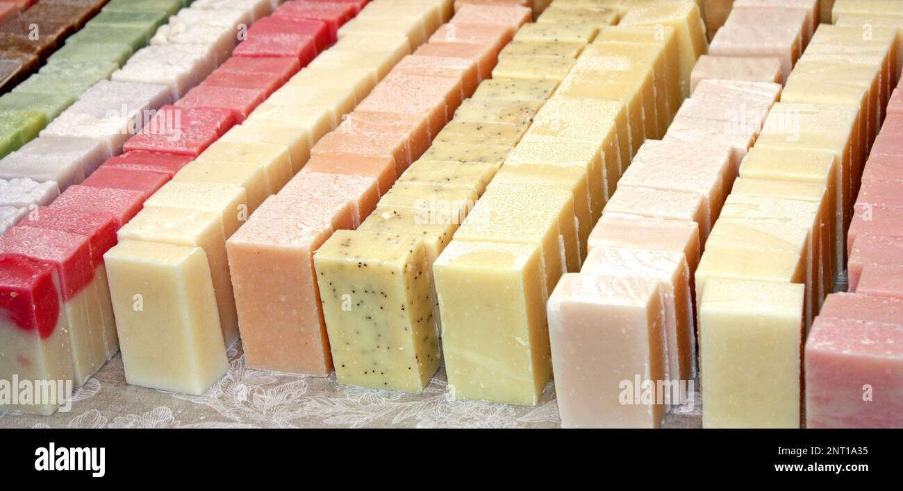 A Collection of Different Varieties and Colours of Soap Stock Photo Alamy