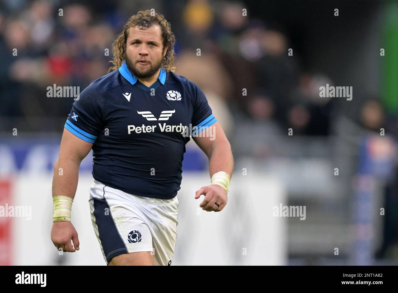 Paris, France. 26/02/2023, PARIS - Pierre Schoeman of Scotland during the Guinness Six Nations Rugby match between France and Scotland at Stade de France on February 26, 2023 in Paris, France. AP | Dutch Height | GERRIT OF COLOGNE Stock Photo