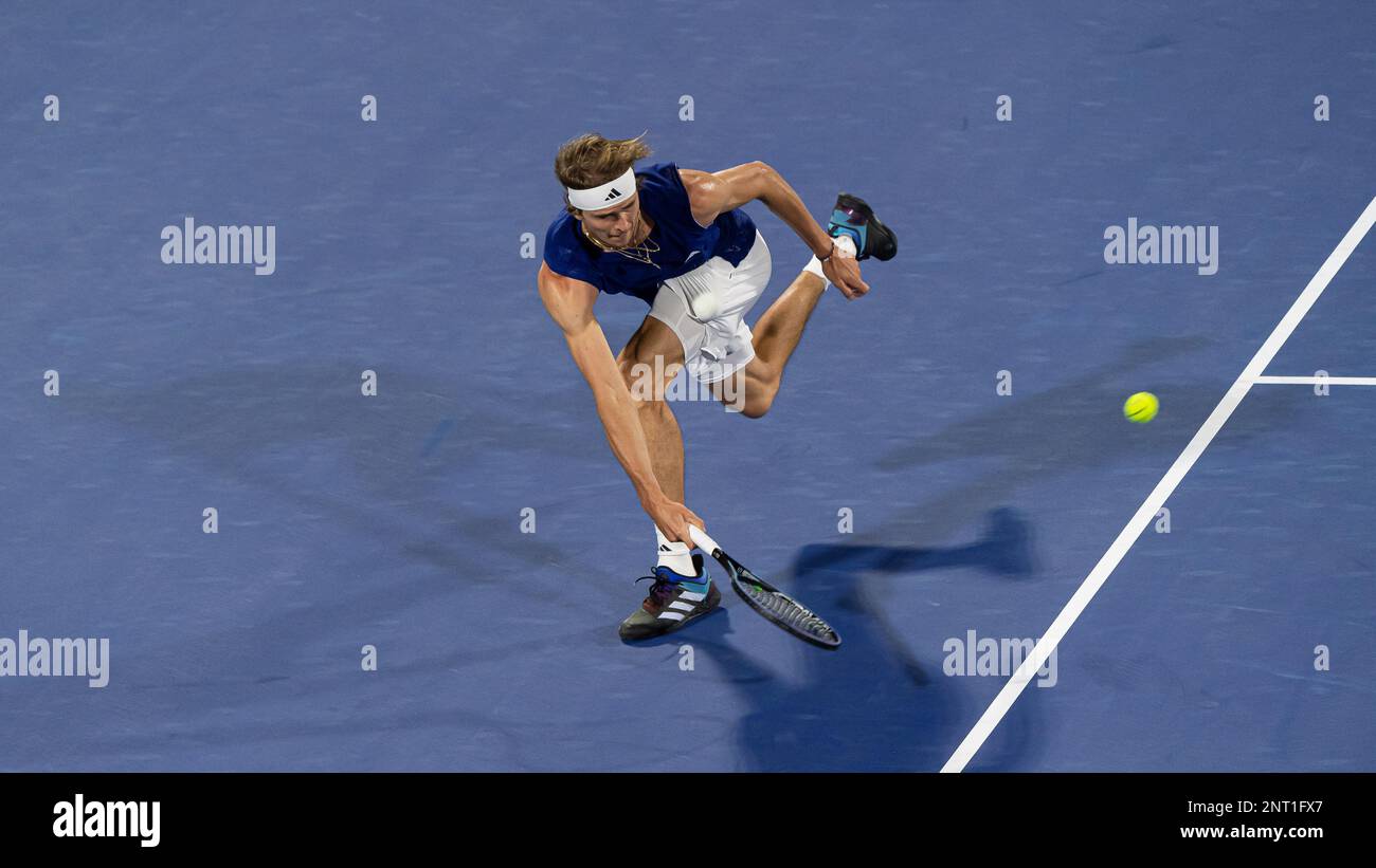 Alexander Zverev (GER) vs Jiri Lehecka (CZE) during their ATP 500 Dubai