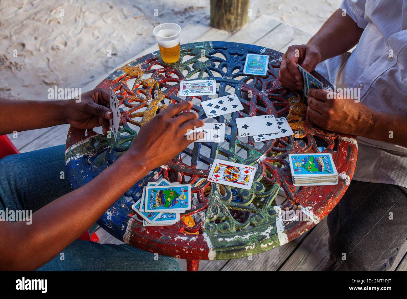 playing cards, Bibijagua beach, Punta Cana, Dominican Republic Stock