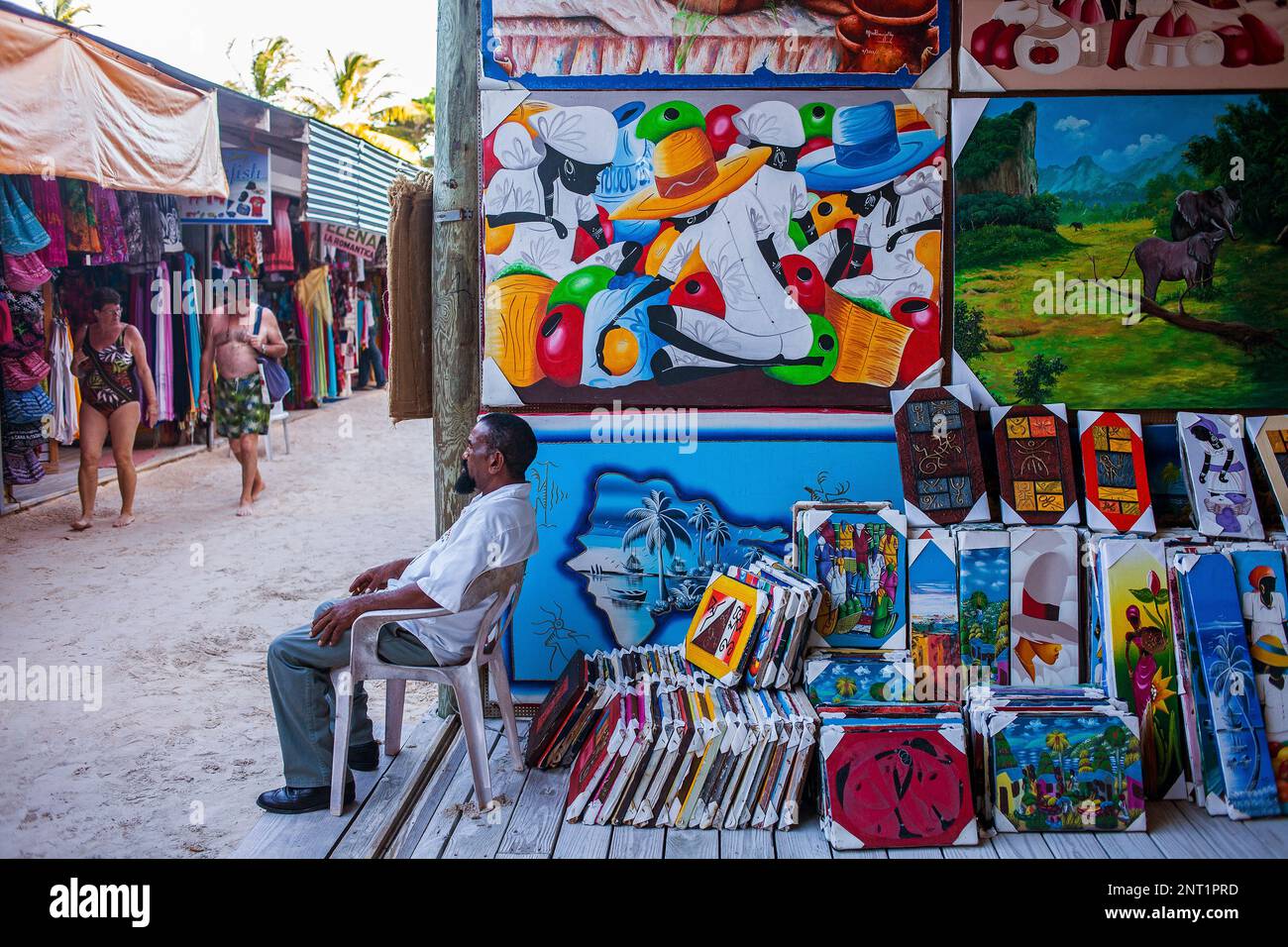 Market in Bibijagua beach, Punta Cana, Dominican Republic Stock Photo