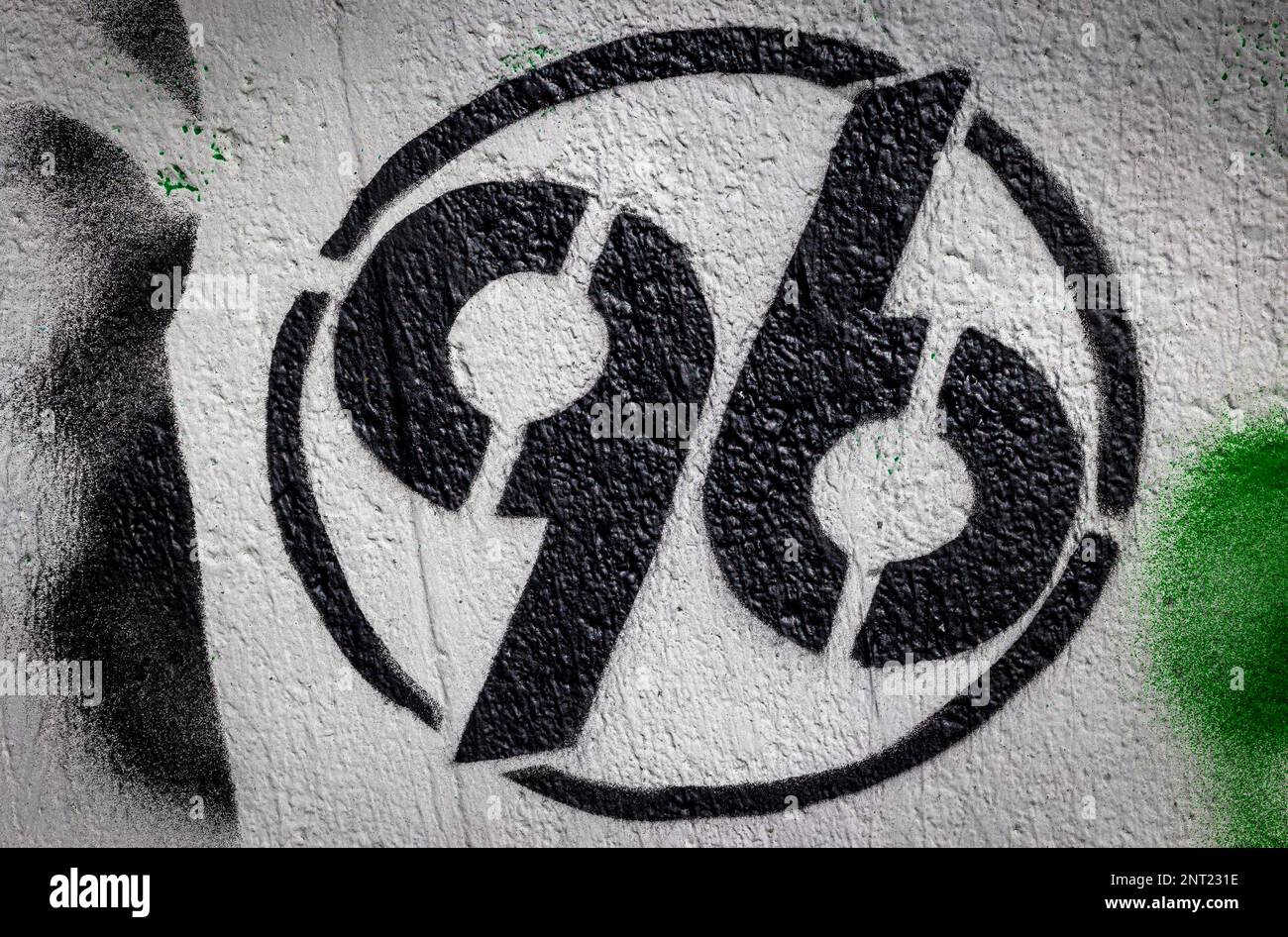 Hanover, Germany. 27th Feb, 2023. The logo of Hannover 96 can be seen sprayed on a wall at the Heinz von Heiden Arena. Credit: Moritz Frankenberg/dpa/Alamy Live News Stock Photo