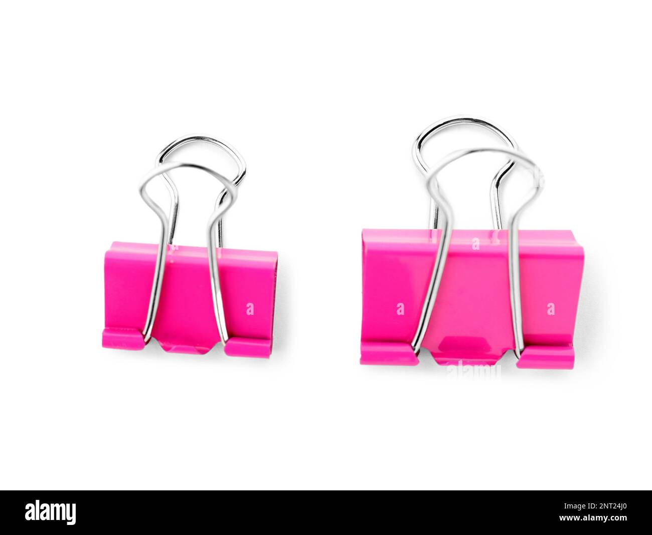 Pink binder clips isolated on white background Stock Photo Alamy