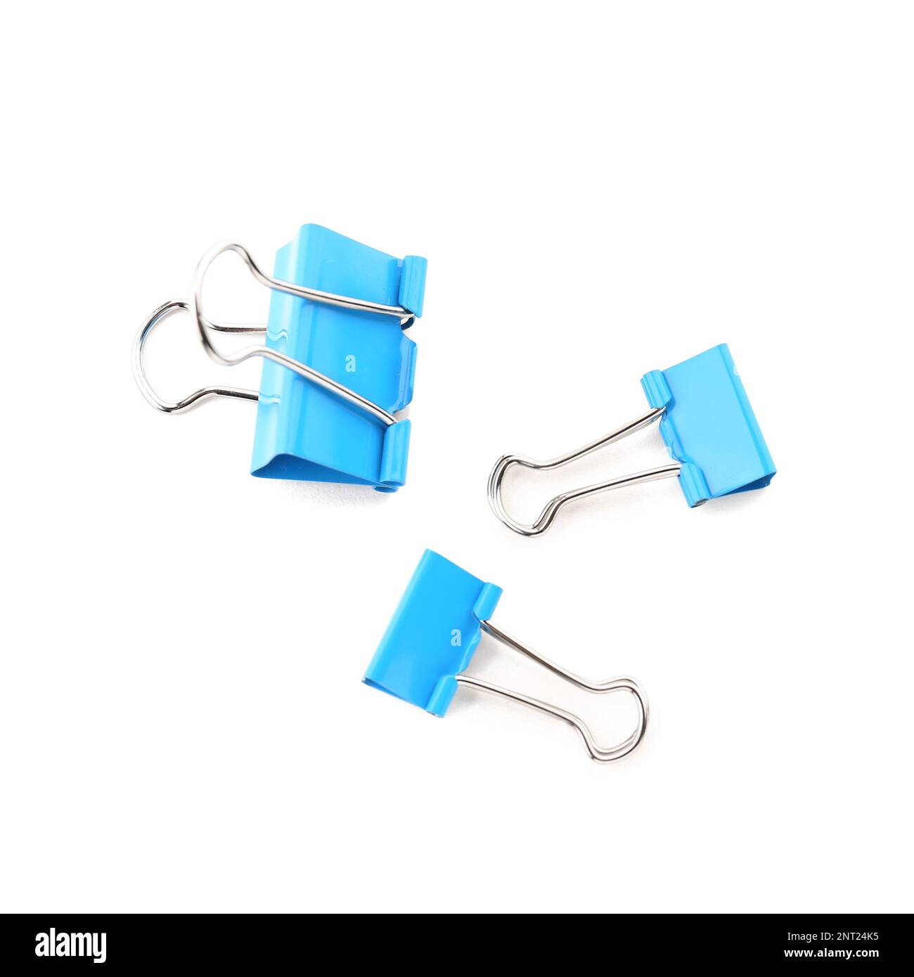 Blue binder clips isolated on white background Stock Photo Alamy