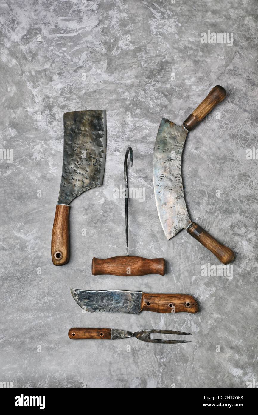 Rustic kitchen utensil by blacksmith Stock Photo Alamy