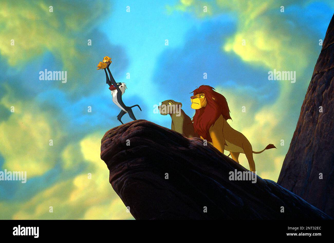 The Lion King  Simba, Rafiki, Simba & Mufasa Stock Photo