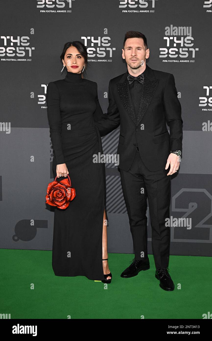 Lionel Messi and his wife Antonela Roccuzzo arriving at the Best FIFA