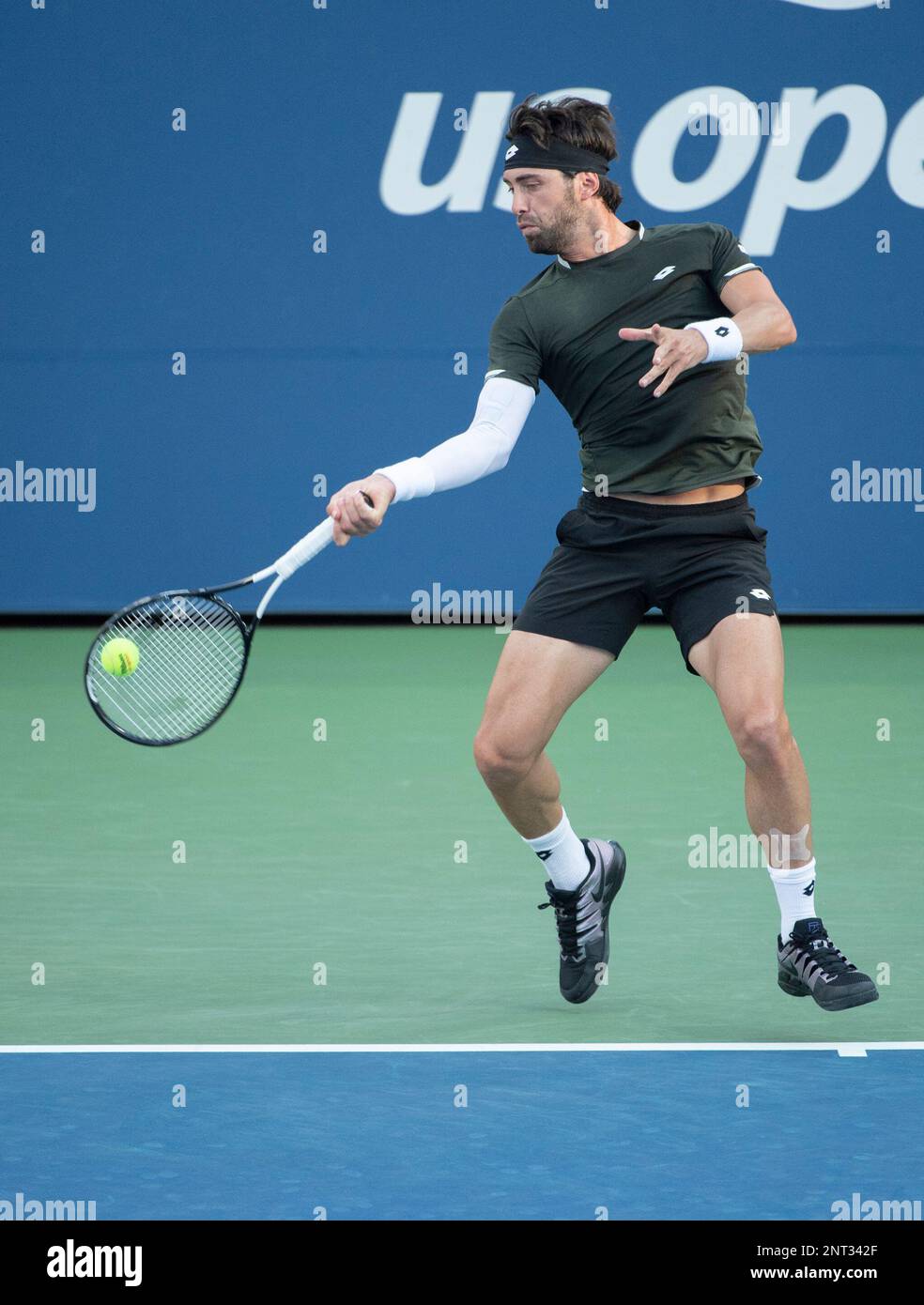 August 30,2019 Nikoloz Basilashvili (GEO) loses to Dominik Koepfer (GER) 6-3, 7-6, 4-6, 6-1, at the US Open being played at Billie Jean King National Tennis Center in Flushing, Queens, NY