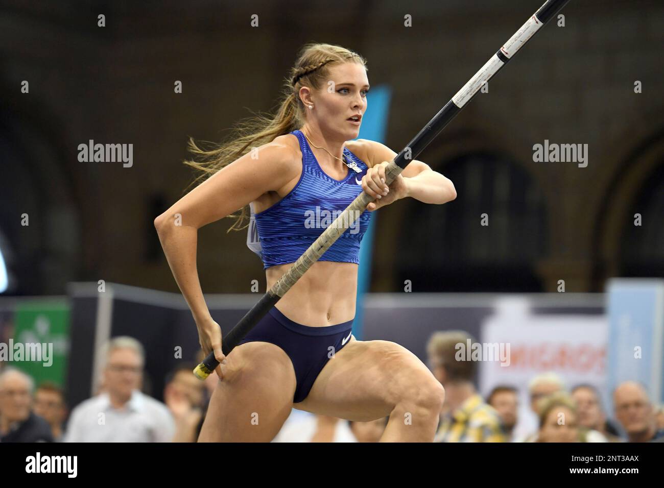 Alysha Newman (CAN) places third in the women's pole vault at 159 3/4