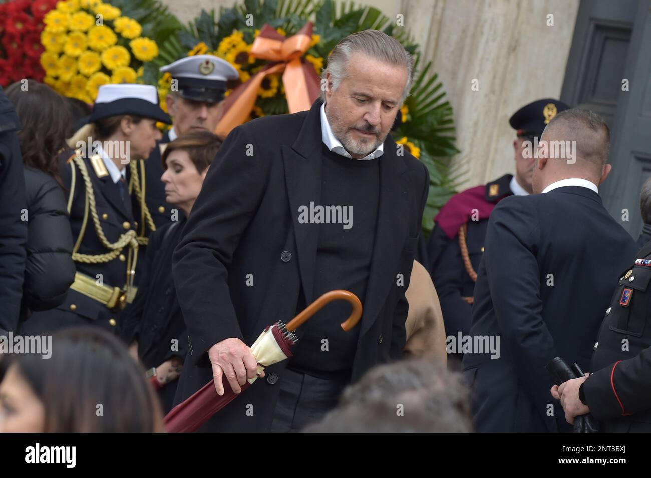 Rome, Italien. 27th Feb, 2023. Christian De Sica.Rome, funeral of Maurizio Costanzo. February 27, 2023 Credit: dpa/Alamy Live News Stock Photo
