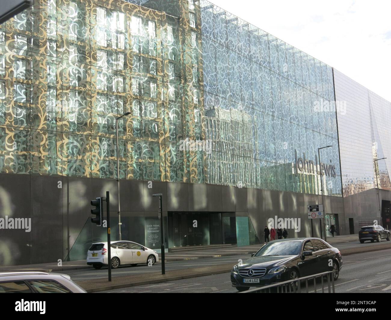 The ornate glass facade of the John Lewis department store in the
