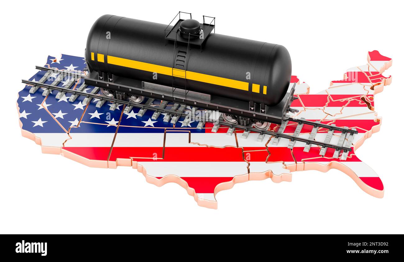 Tank car on the United States map - Tank Car On The United States Map 3d Rendering Isolated On White Background 2NT3D92 