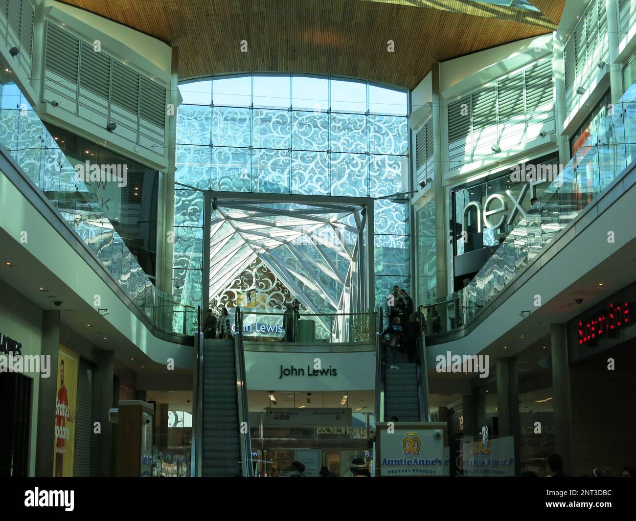 Interior view at the Highcross shopping centre in Leicester, looking  towards the John Lewis department store Stock Photo - Alamy